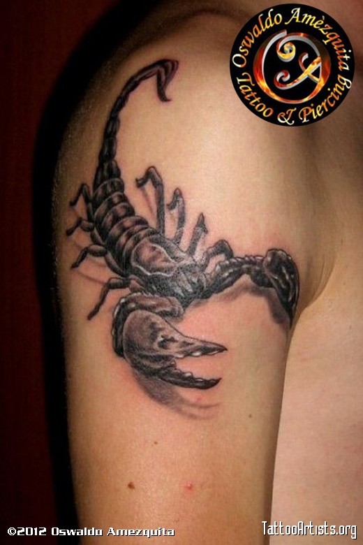 点击大图看下一张：个性十足的手臂蝎子纹身