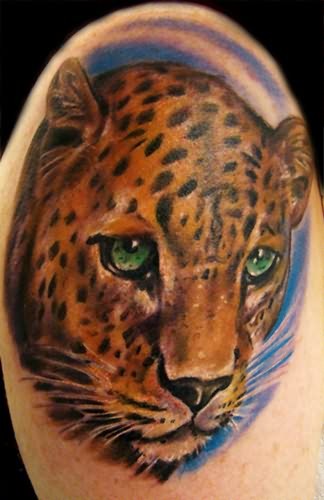 点击大图看下一张：一款霸气的豹子纹身图2