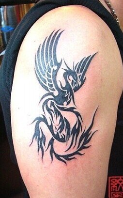 点击大图看下一张：白鸟之王凤凰纹身图3
