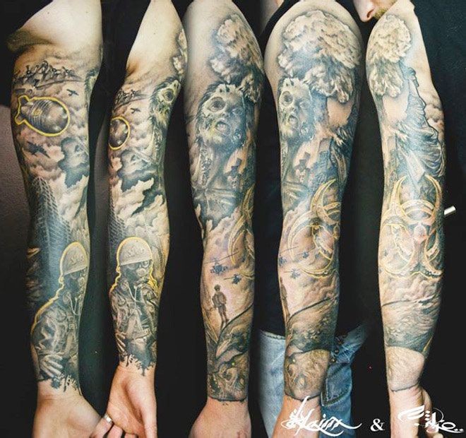 点击大图看下一张：法国 Klaim Street Tattoo 花臂纹身新作图3