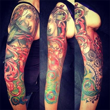 点击大图看下一张：瑞士 Rob Kass的花臂纹身作品图3