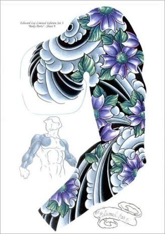 点击大图看下一张：经典漂亮的半甲花臂手稿图3