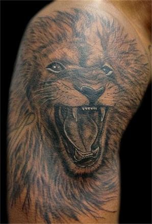 点击大图看下一张：霸气的王者 手臂狮子刺青图2