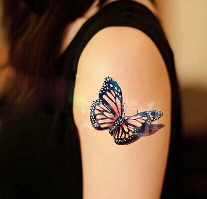 点击大图看下一张：唯美的手臂蝴蝶纹身图2