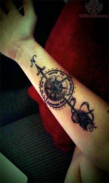 点击大图看下一张：小臂漂亮时尚的指南针纹身图5