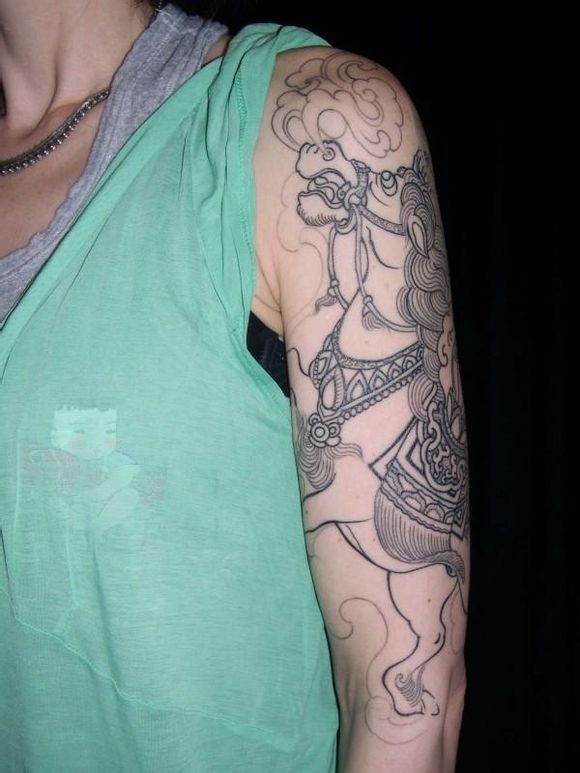 点击大图看下一张：JONDIX的好友的佛类部分花臂纹身作品