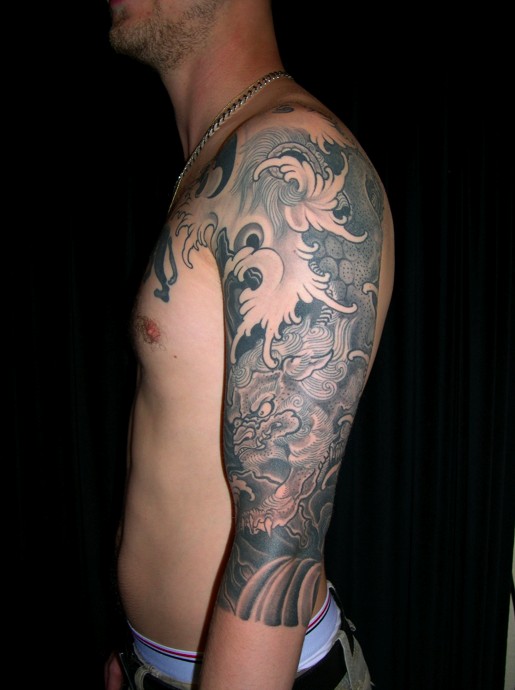 点击大图看下一张：JONDIX的好友的佛类部分花臂纹身作品图4