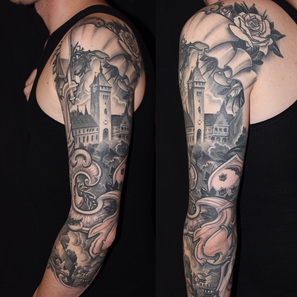 点击大图看下一张：瑞士 Rob Kass 花臂纹身作品图5