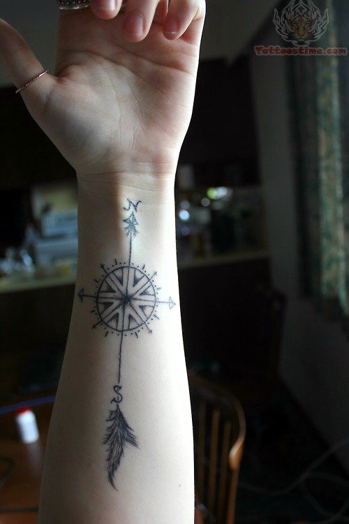 点击大图看下一张:小巧可爱的指南针纹身图5