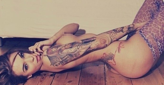 点击大图看下一张：性感时尚的美女花臂纹身图7