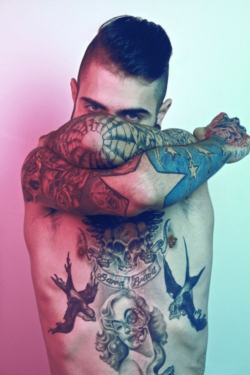 点击大图看下一张：欧美个性潮男手臂纹身图7