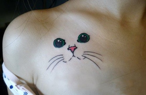 点击大图看下一张：一组可爱的小猫咪纹身