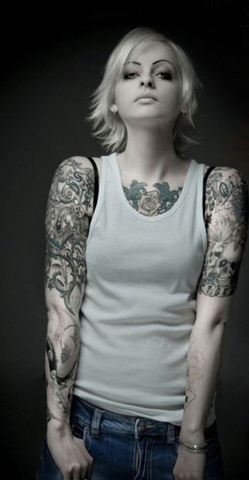 点击大图看下一张：潮流欧美女性个性纹身图8