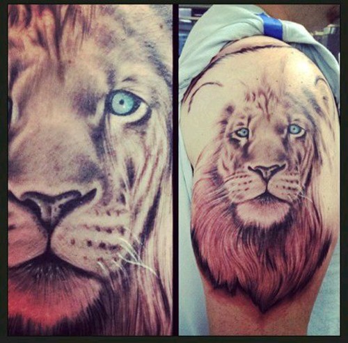 点击大图看下一张：手臂上霸气的狮子头纹身图6