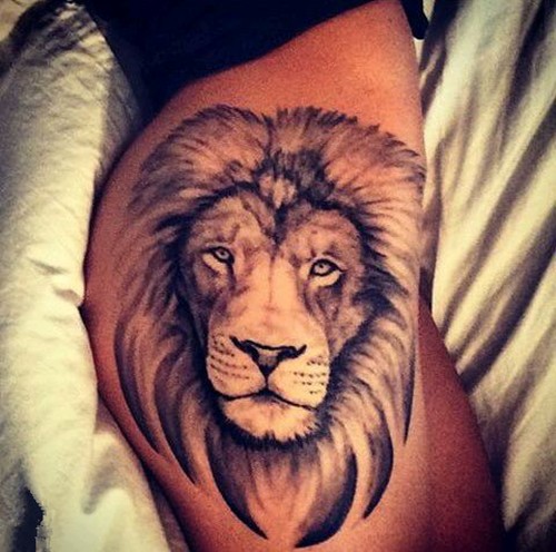 点击大图看下一张：霸气狮子头手臂纹身图5