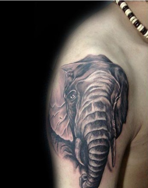 点击大图看下一张：经典大象图案纹身图6