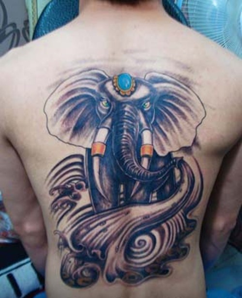 点击大图看下一张：经典大象图案纹身图7