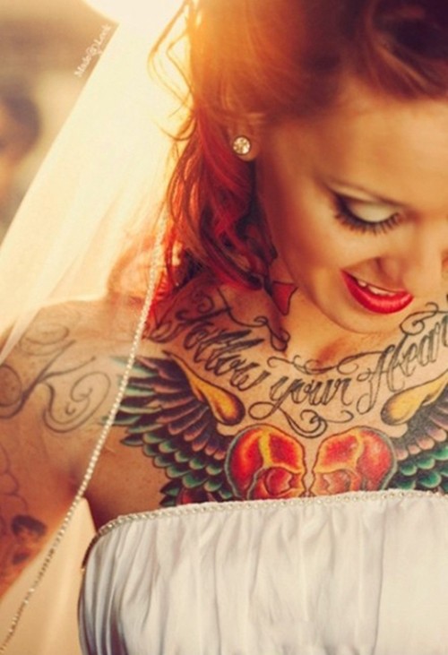 点击大图看下一张：幸福的新娘纹身合集