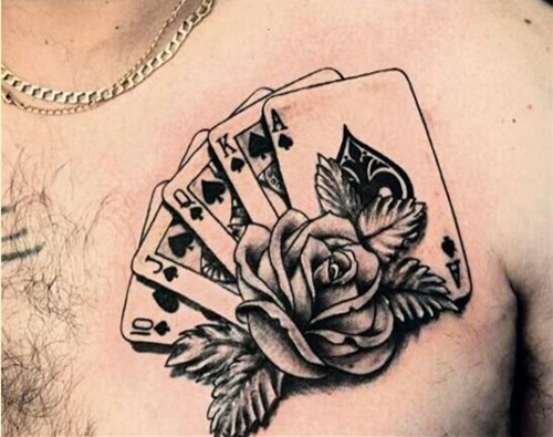 点击大图看下一张：时尚有趣的扑克牌图案纹身图7