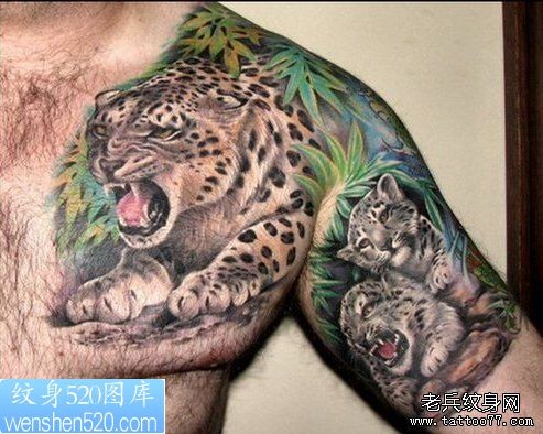点击大图看下一张：半甲豹子纹身作品