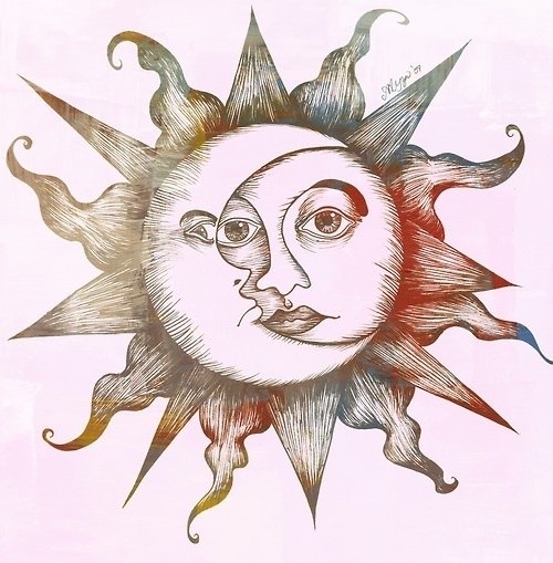 点击大图看下一张：漂亮好看的太阳图腾手稿