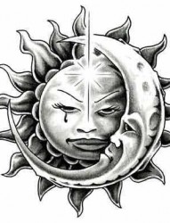 有个性的太阳月亮图腾纹身