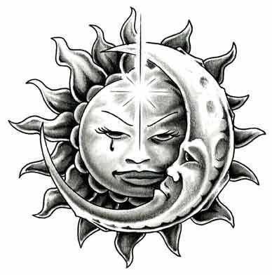 点击大图看下一张：有个性的太阳月亮图腾纹身