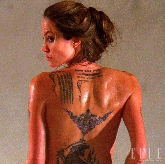 点击大图看下一张：火辣美女背部诱惑图腾纹身图片