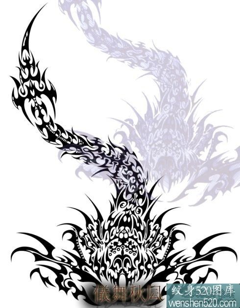 点击大图看下一张：蝎子图腾纹身手稿