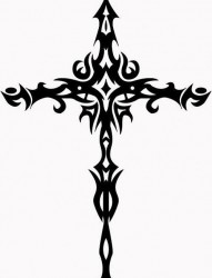 潮流时尚的一幅图腾十字架纹身手稿