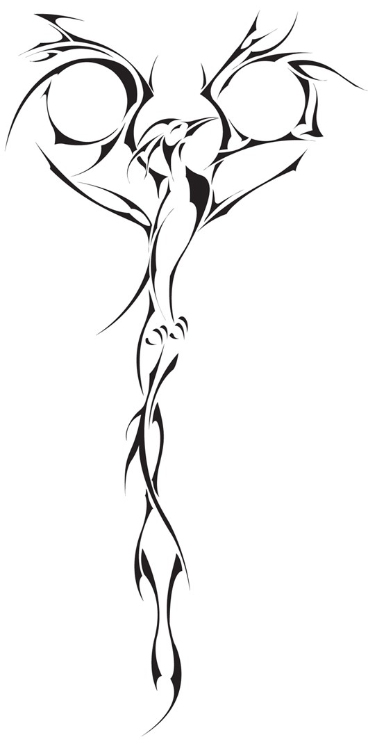 点击大图看下一张：漂亮简单的凤凰图腾手稿图4