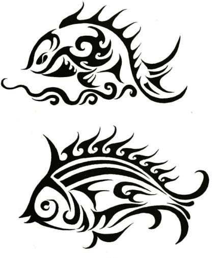 点击大图看下一张：中国式的鲤鱼图腾纹身手稿图3
