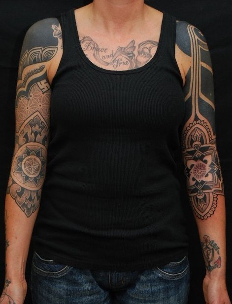 点击大图看下一张：德国纹身师GERD经典花臂图腾图6