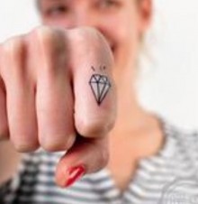 点击大图看下一张：手指清新的钻石纹身