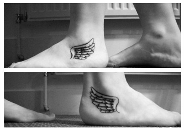 点击大图看下一张：情侣脚部翅膀羽翼漂亮刺青