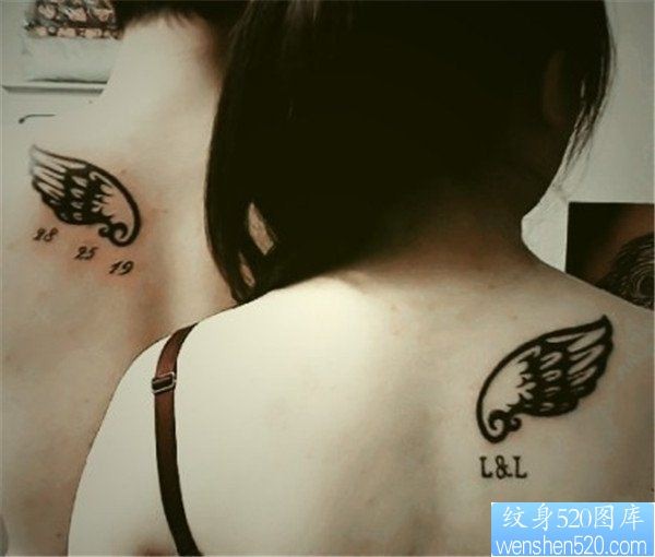 点击大图看下一张：情侣翅膀纹身翅膀纹身图案