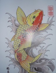 枫叶+鲤鱼纹身手稿素材
