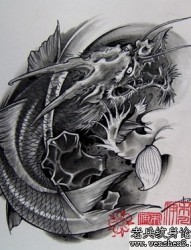 古代传说中的神兽鳌鱼纹身图案