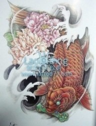 鲤鱼牡丹纹身图片图案