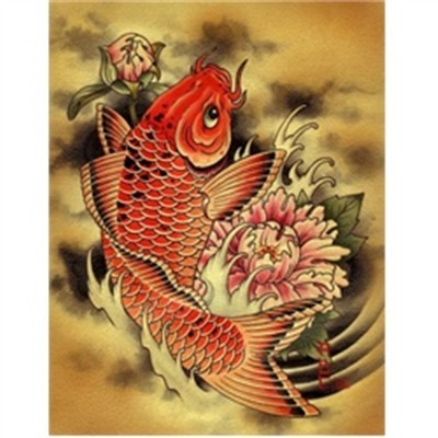 点击大图看下一张：漂亮吉祥的鲤鱼纹身手稿图2
