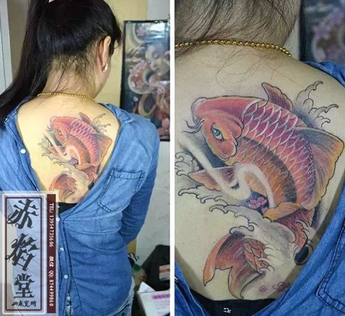 点击大图看下一张：招财纹身图案鲤鱼纹身