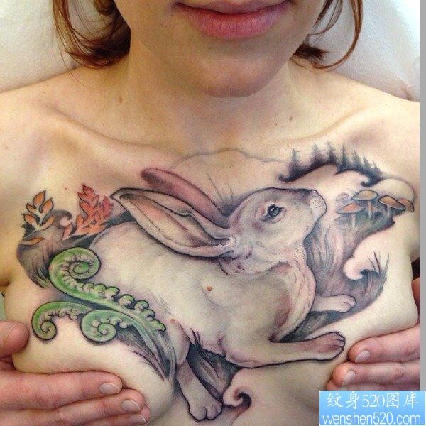 点击大图看下一张：推荐一张性感流行的兔子纹身图片