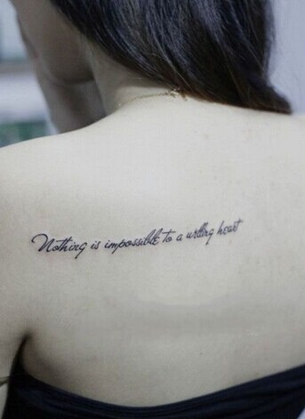 点击大图看下一张：小巧时尚的肩部英文纹身图4