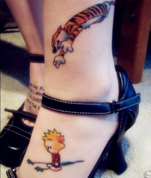 点击大图看下一张：女性脚部彩色卡通人物可爱刺青
