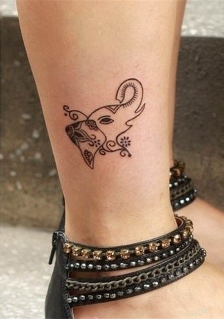 点击大图看下一张：女性脚臂卡通大象可爱刺青