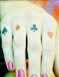 女性手指扑克刺青
