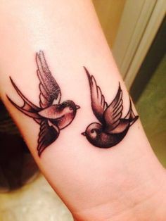 点击大图看下一张：手腕上两只燕子纹身