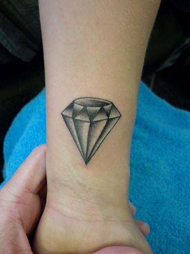 点击大图看下一张：手腕部漂亮的钻石纹身