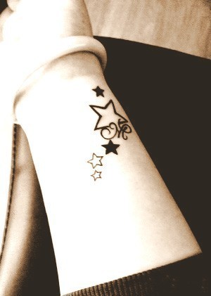 点击大图看下一张：女性手臂唯美的星星刺青