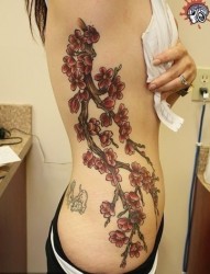 女性腰部经典的梅花刺青